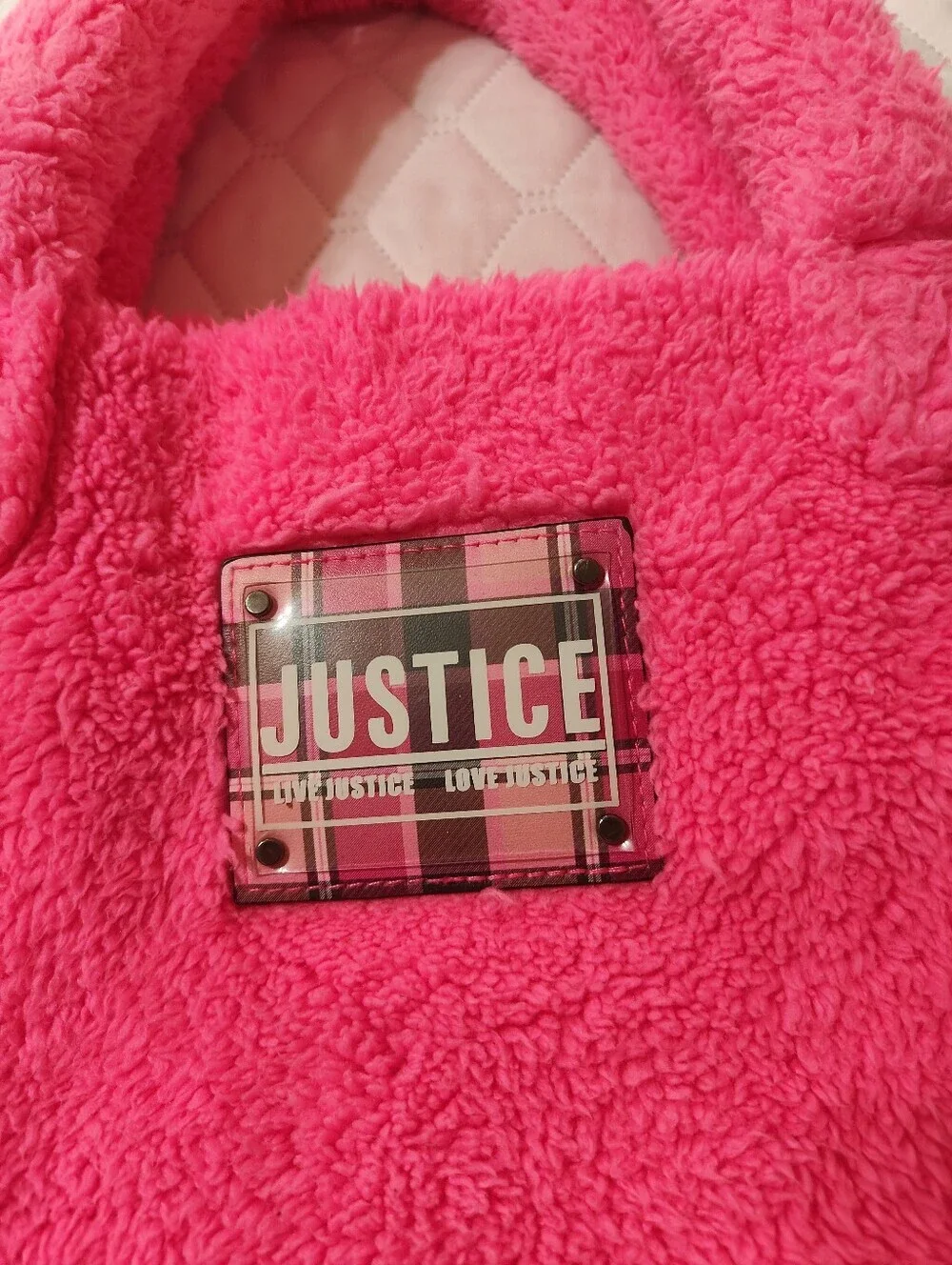 Justice Pink Furry Tote Bag For Girls